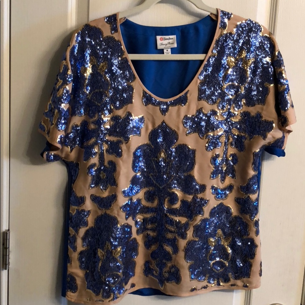 Royal blue and nude limited-edition blouse